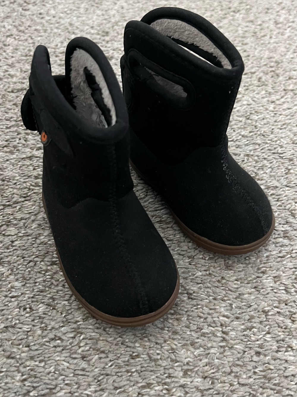 Bogs Kids Black Boots with Brown Sole Size 5